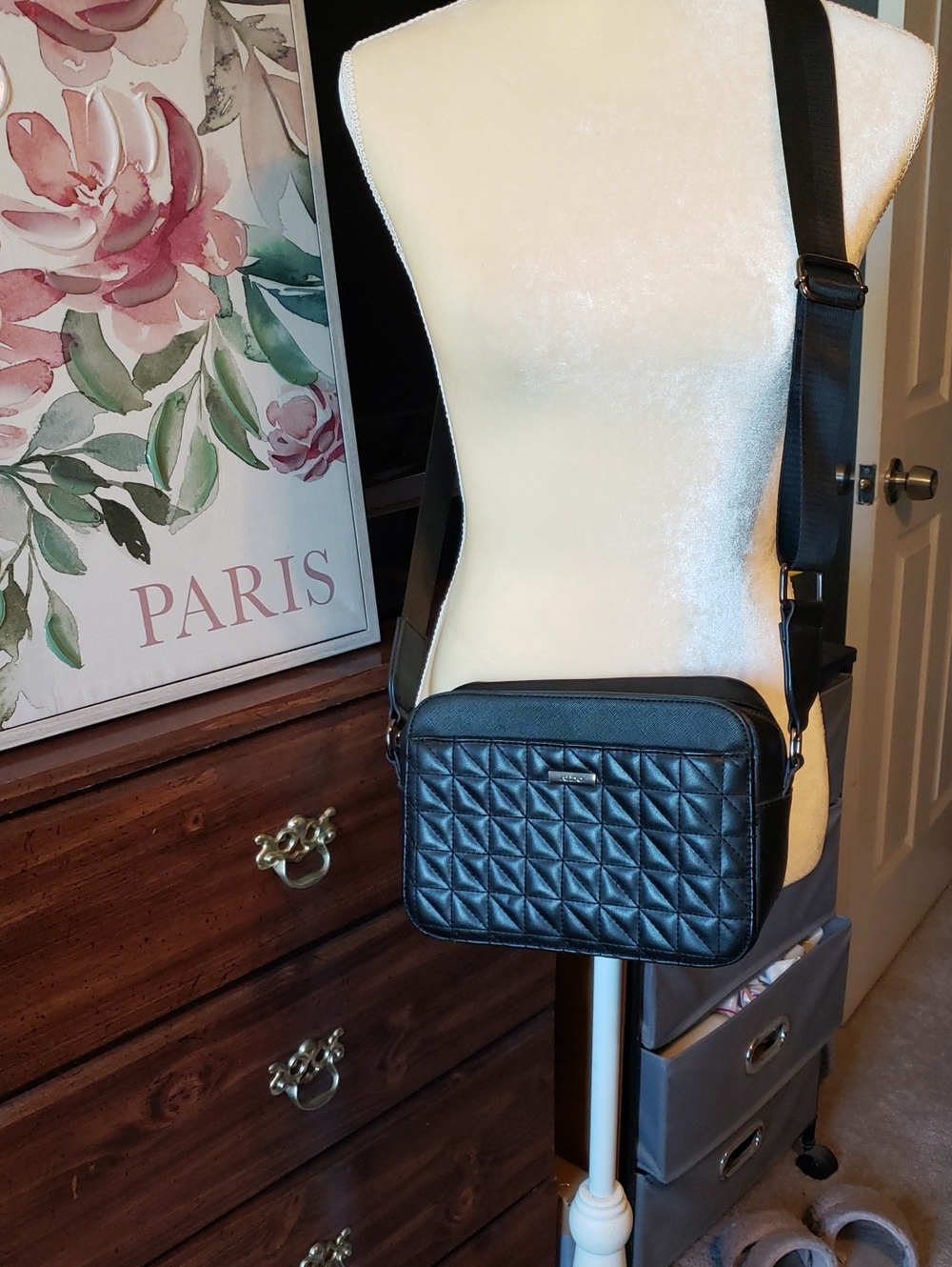 Aldo Quilted Black Crossbody Bag